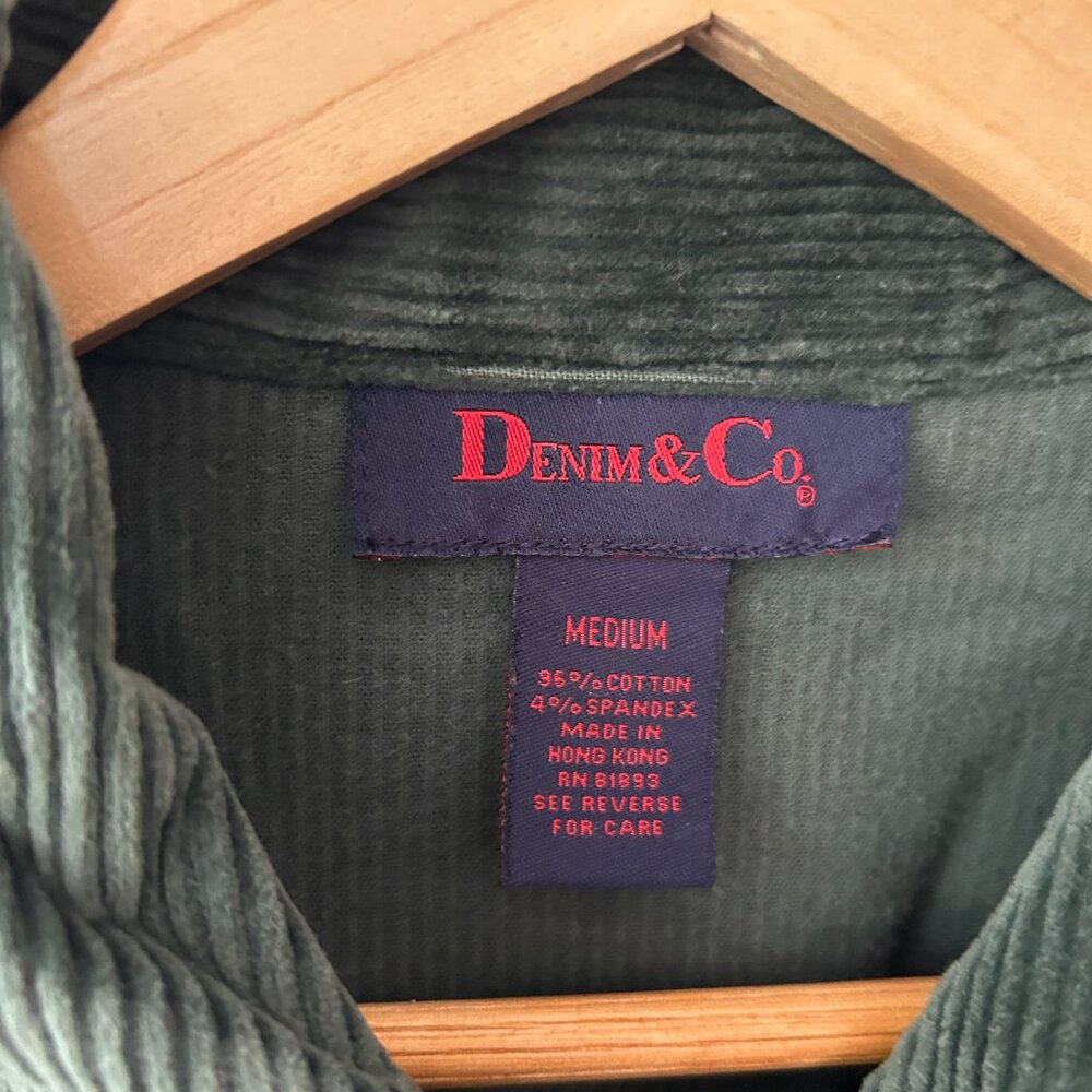 Denim & Co Green Corduroy Jacket Womens Medium Button Front Pockets Regency - Picture 4 of 6